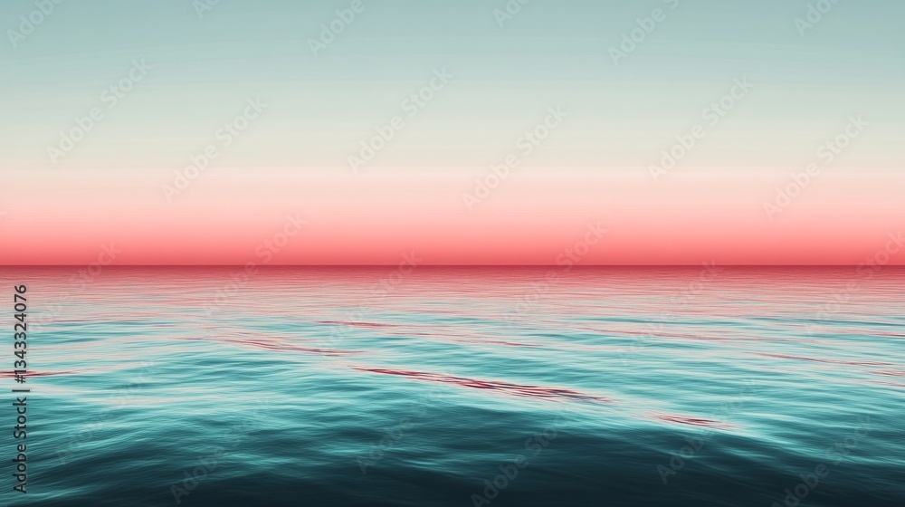 Aufkleber serene endless-sea abstraction with a seamless gradient of deep red fading into aquamarine, evoking 