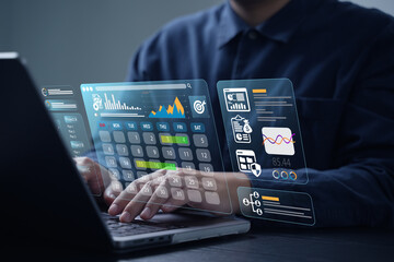 Business planning calendar, work schedule and project management concept, businessman manage time for efficient work, time management, appointment reminder.