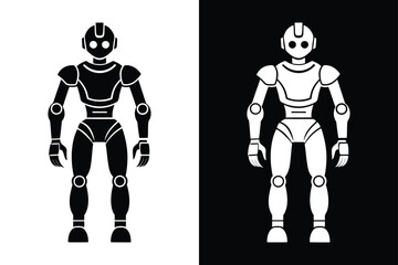 Cybernetic Robot Silhouette Vector Icon Download.