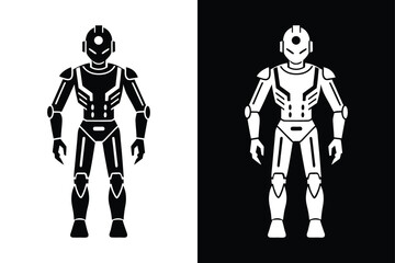 Cybernetic Robot Silhouette Vector Icon Download.