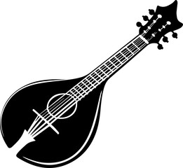 Obraz premium Black and White Mandolin Illustration