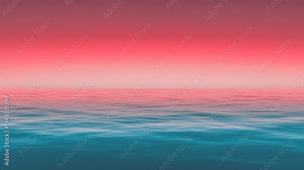 Poster subtle, flowing transition of deep red to aquamarine in a seamless gradient, evoking an endless ocea