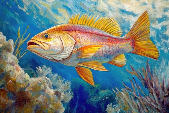 Mutton Snapper. Underwater Photography of Snapper Fish in Marine Conservation