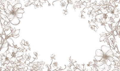 Creative 2D Doodle Floral Illustrations on White Background