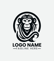 Monkey Logo vector, Jungle Animal Logo