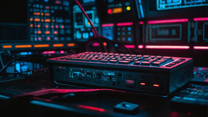 dj mixer at night club