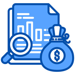 Obraz premium Financial icon in Blue Color Style. Simple Vector Design. Simple Vector Flat Icon