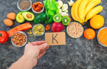 Different foods containing potassium. Selective focus.