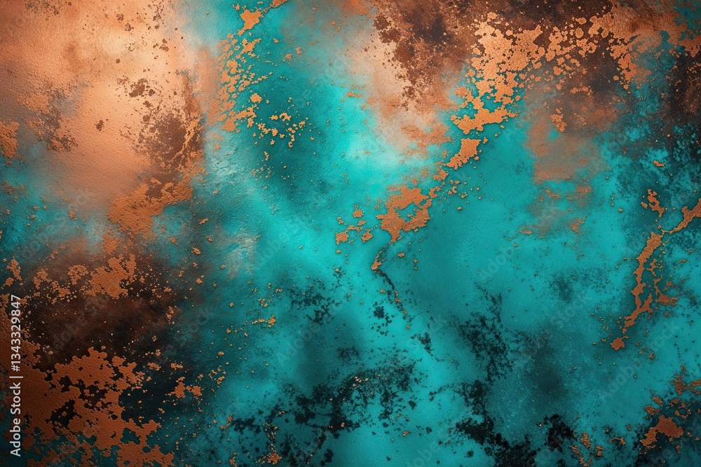 Poster elegant turquoise and bronze gradient with rustic texture for contemporary background design