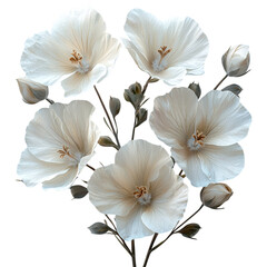 Delicate Creamy Blossoms, A Serene Bouquet Of Soft Petals Unfolding In Gentle Light Against A Stark White Backdrop Isolated on Transparent Background