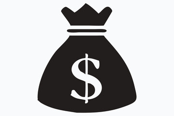 Money bag silhouette, Money bag with dollar icon. vector illustration, Money bag vector 
