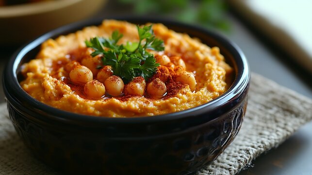 Chickpea hummus roasted chickpeas with paprika and gressin
