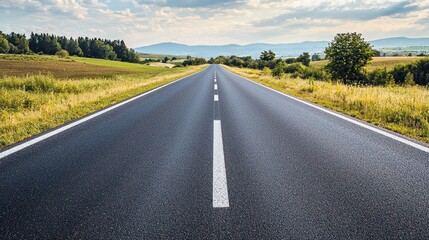 Naklejka premium Straight Modern Highway on White Background