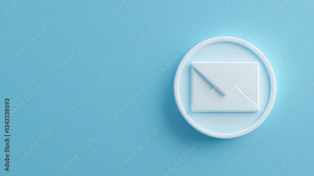 Aufkleber minimalist email icon representation with envelope symbol on soft blue background for digital commun