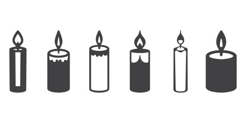 Burning Candle Icons Silhouette Vector Illustration