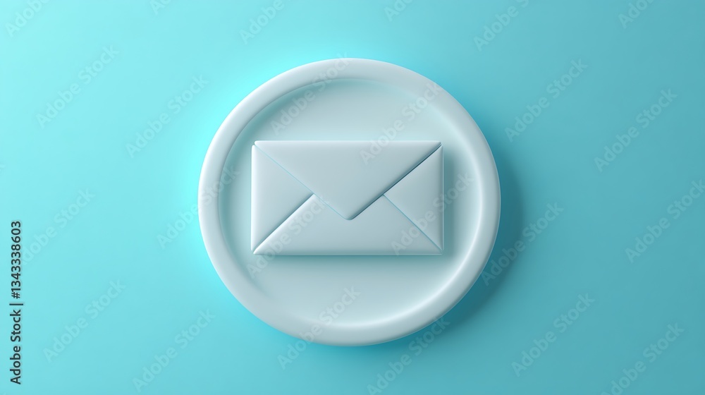 Poster modern and minimalistic icon of an email envelope on a soft blue background for digital communicatio