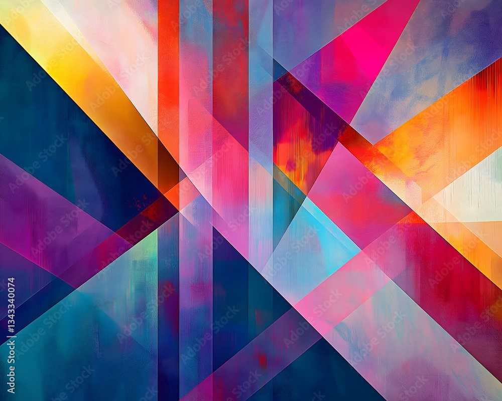 Poster abstract geometric pattern with vibrant colors and dynamic composition