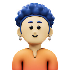 woman with earring avatar 3d illustration