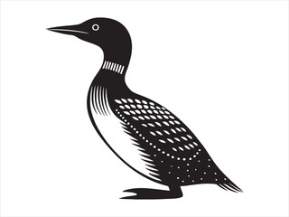 Loon silhouette vector illustration, Loon silhouette on white background, Loon silhouette EPS