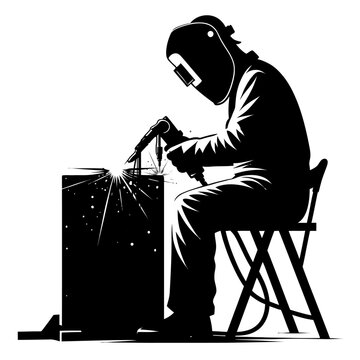 recommend clip art: men doing Welding black color vector  