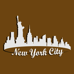 new york city skyline silhouette with modern typography, illustration vector style, letters style