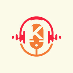 K Letter Audio Symbol Podcast Logo Design