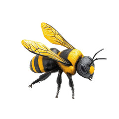 Bee Isolated on a White Background for Educational and Creative Use, on the transparent Background. PNG Format