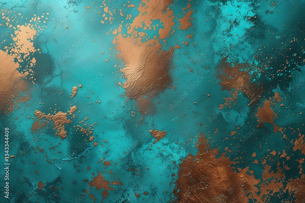 Poster elegant turquoise and bronze gradient with rustic texture for contemporary background design