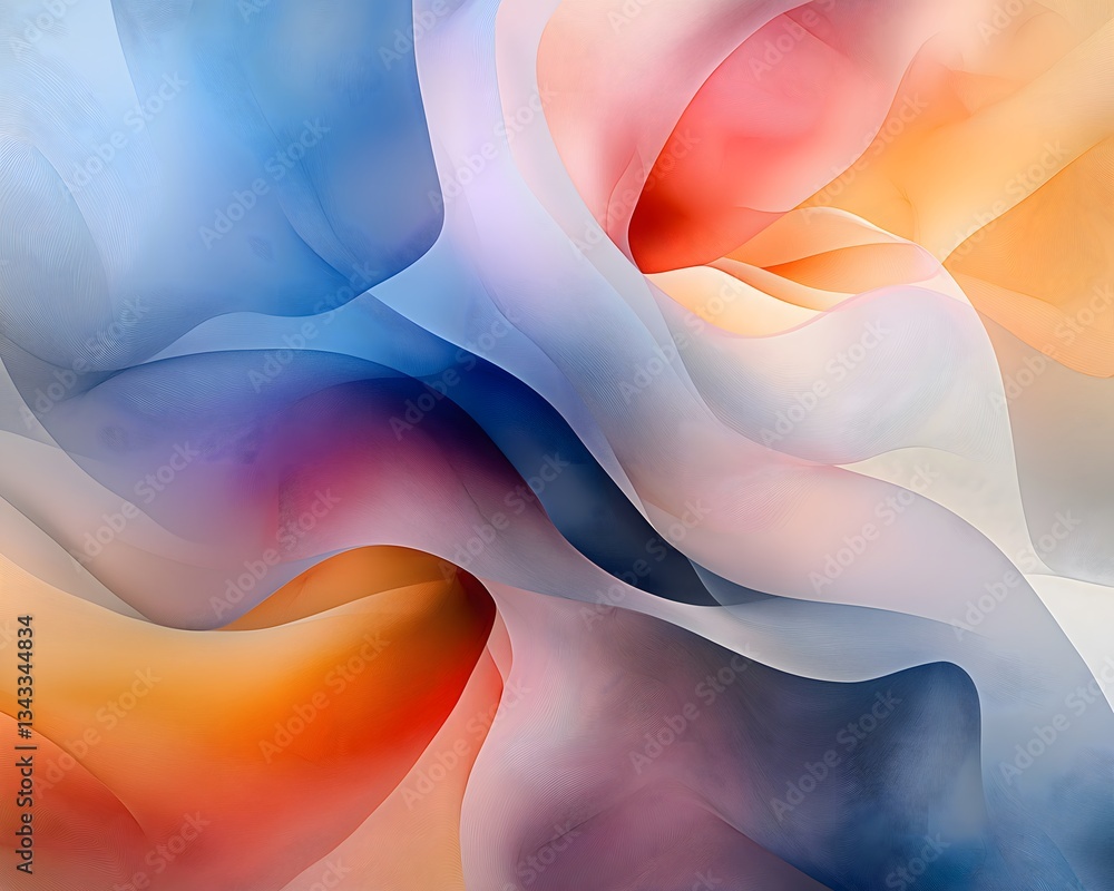 Poster fluid gradient mesh: abstract design with smooth curves and soft colors