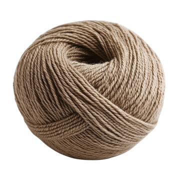 Twisted jute twine ball, natural brown rope spool texture, rustic crafting and packaging string for DIY projects isolated PNG with Transparent Background