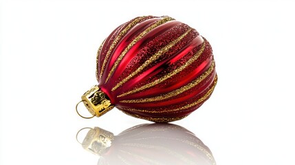 Fototapeta premium Decorative Red Christmas Ball with Golden Cap