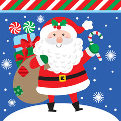 Cute Santa Claus For Christmas Card or Bag design