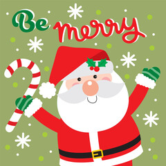 Cute Santa Claus For Christmas Card or Bag design