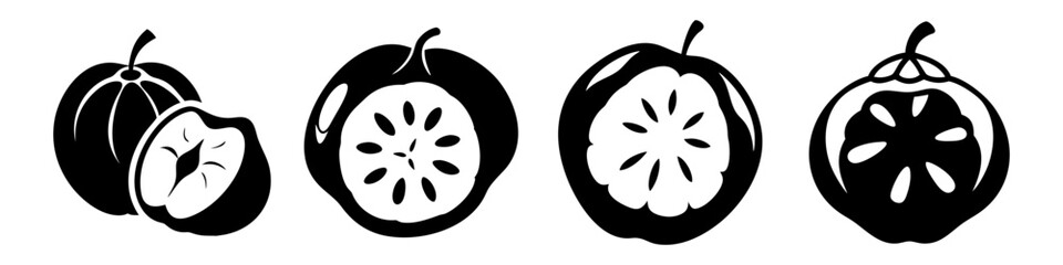 white sapote icon, white sapote silhouette vector illustration-simple silhouette illustration of white sapote, perfect for white sapote logos and icons