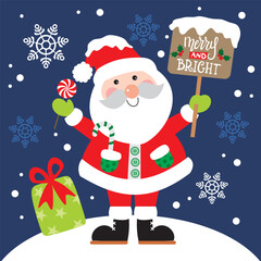 Cute Santa Claus For Christmas Card or Bag design