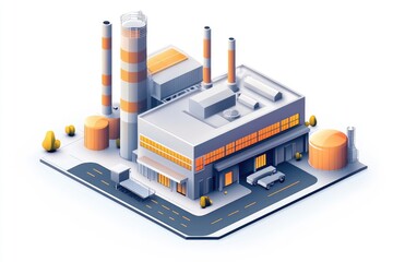 Obraz premium A colorful isometric illustration depicting an industrial factory complex