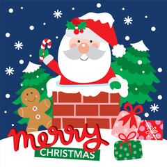 Cute Santa Claus For Christmas Card or Bag design