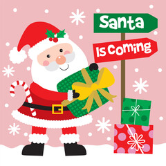 Cute Santa Claus For Christmas Card or Bag design