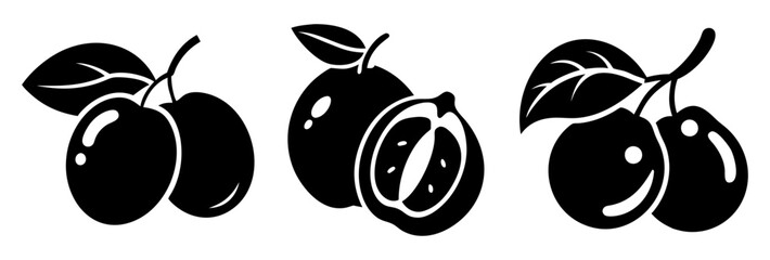 camu camu fruit icon, camu camu fruit silhouette vector illustration-simple silhouette illustration of camu camu fruit, perfect for camu camu fruit logos and icons