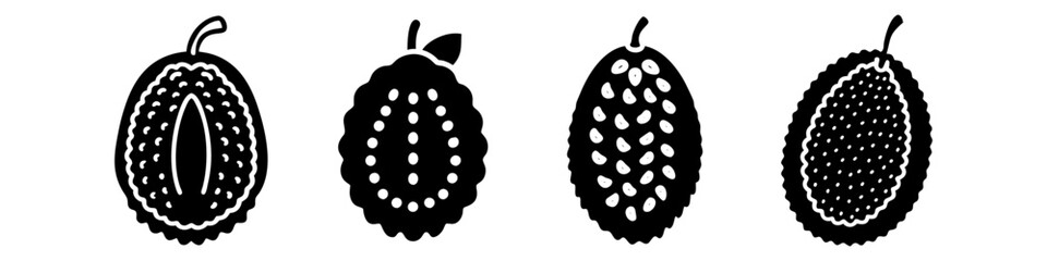jackfruit icon, jackfruit silhouette vector illustration-simple silhouette illustration of jackfruit, perfect for jackfruit logos and icons