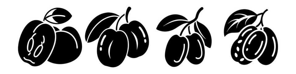 jujube fruit icon, jujube fruit silhouette vector illustration-simple silhouette illustration of jujube fruit, perfect for jujube fruit logos and icons