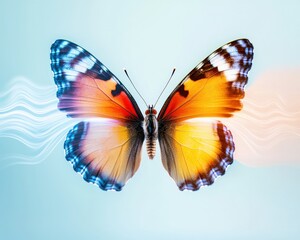 Obraz premium A butterfly with wings resembling sound waves in an artistic portrayal.