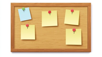 Yellow Paper Note with Red Thumbtack on Cork Bulletin Board