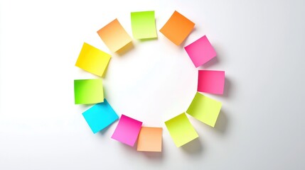 Decorative Circular Design of Overlapping Sticky Notes