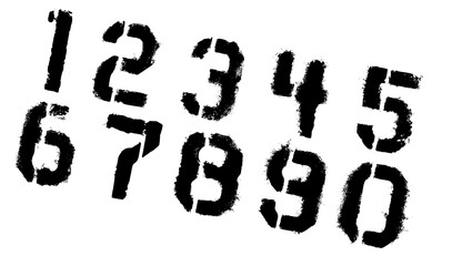 Numbers Grunge Stencil Vector Set