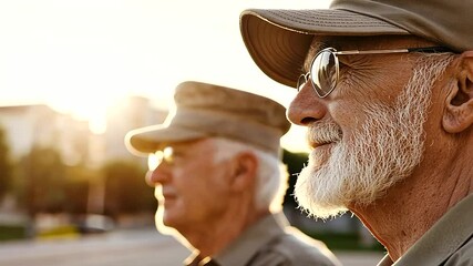 Veterans Saluting on Independence Day with Glinting Medals