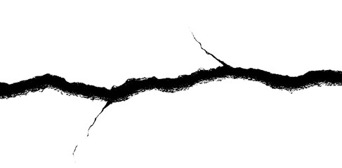 A striking crack texture unfolds in a bold, black line contrasting with the surrounding white space, inviting the viewer to reflect on the beauty of imperfection and resilience