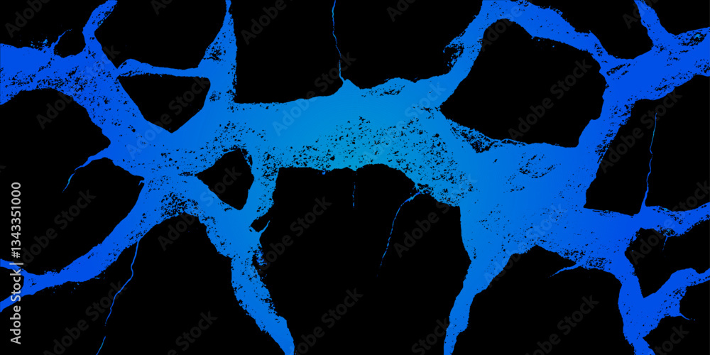 Poster crystalline patterns of water creating mesmerizing blue veins across a stark black backdrop