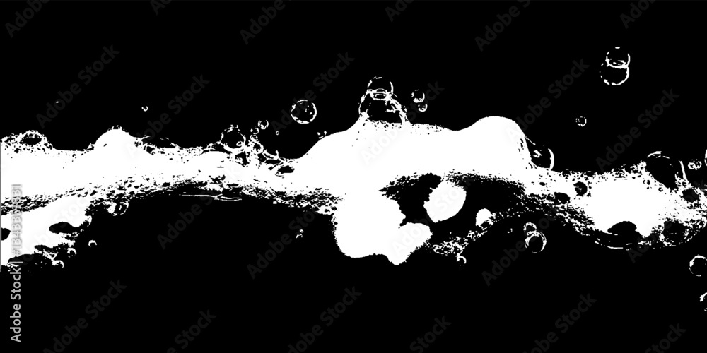 Aufkleber Dynamic foam texture creates an artistic display of bubbles and movement in a contrasting dark background, evoking fluidity and energy