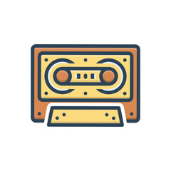 Color illustration icon for cassette tape